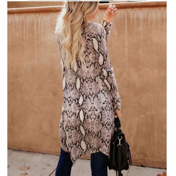 LARGE LEFT NWT Snake Skin Cardigan Open Long - Picture 4 of 14